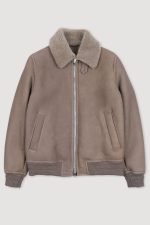 Taupe Shearling Bomber Jacket