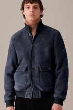 Navy Shearling Flight Jacket for Men United States