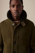 Mens Olive Shearling Jacket USA