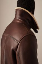 Mens Brown Shearling Aviator Jacket USA