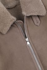 Taupe Shearling Bomber Jacket US