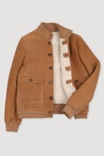 Tan Heritage Shearling Bomber Jacket x
