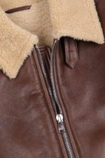 Mens Brown Shearling Aviator Jacket US x