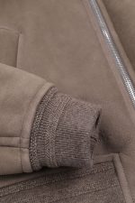 Taupe Shearling Bomber Jacket USA x