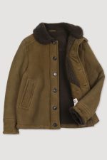 Mens Olive Shearling Jacket USA x