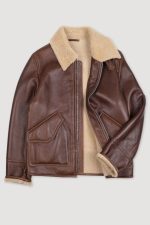 Mens Brown Shearling Aviator Jacket x