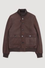 Mens Brown Suede Shearling Jacket US