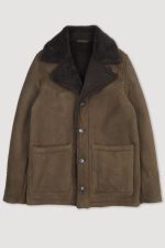 Mens Olive Shearling Coat USA