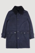 Mens Navy Shearling Coat USA