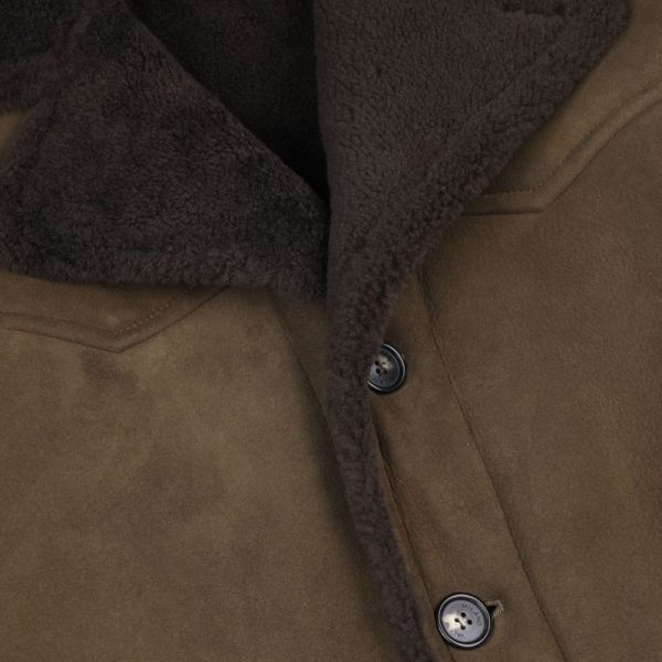 Mens Olive Shearling Coat