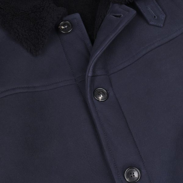 Mens Navy Shearling Coat
