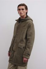 Mens Luxury Hooded Sheepskin Coat
