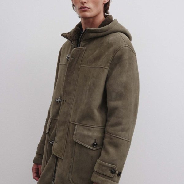Mens Luxury Hooded Sheepskin Coat