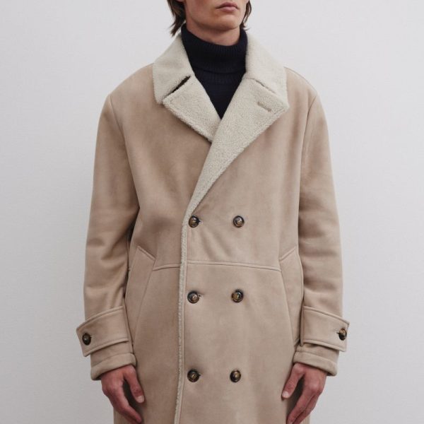 Mens ivory sheepskin coat
