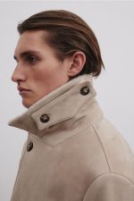 Mens ivory sheepskin coat US x